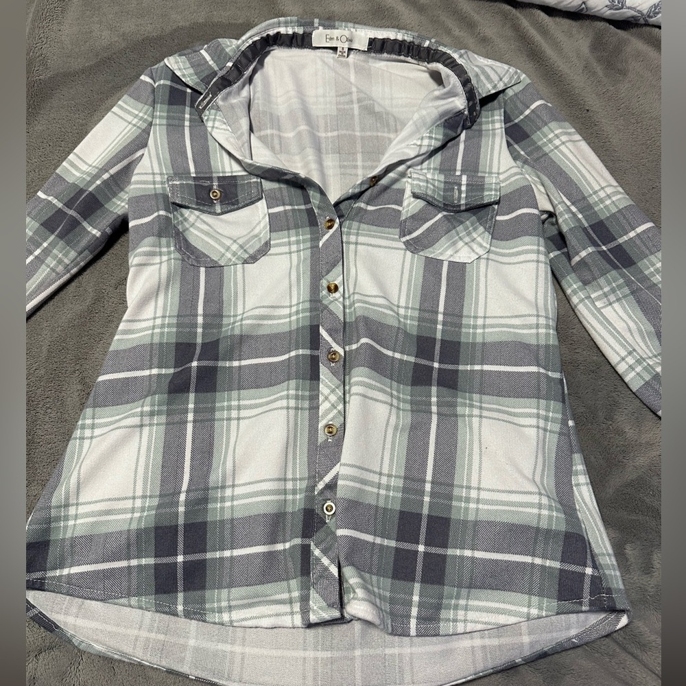 Plaid Shirt in Gray and Green